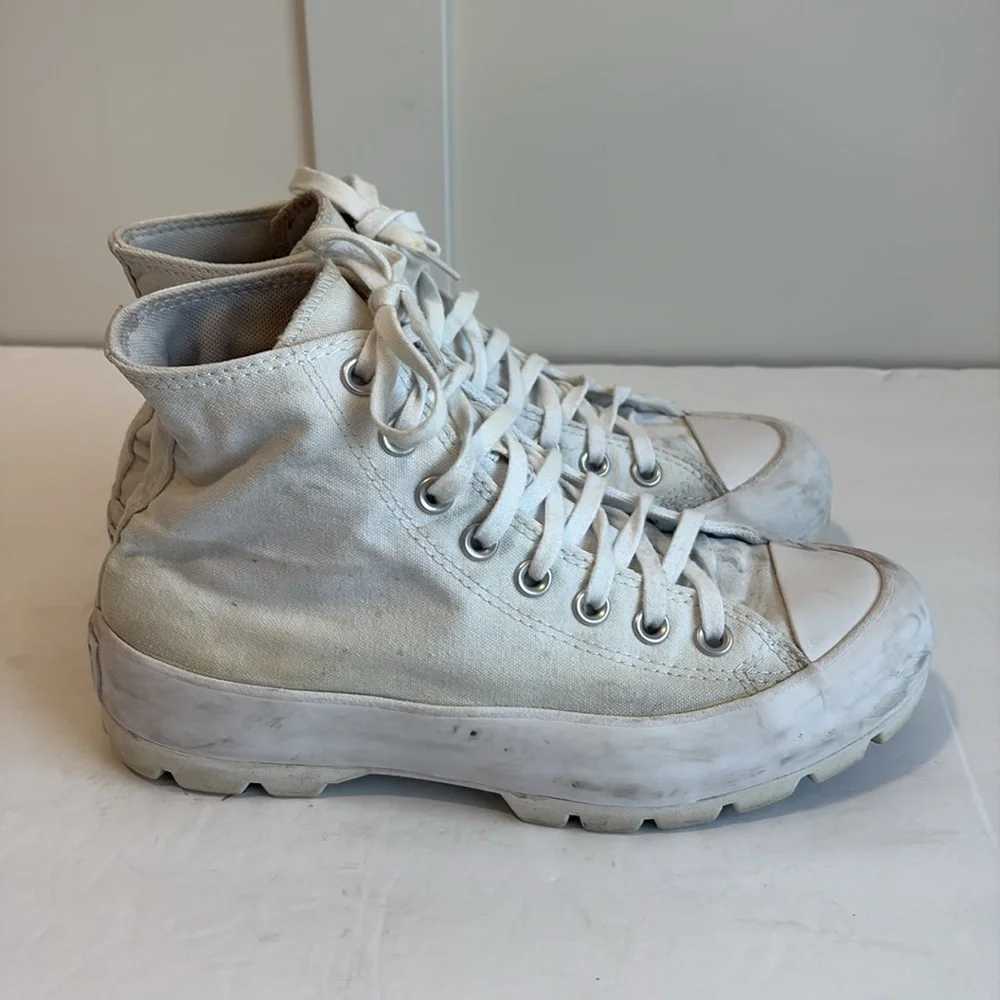 Converse White Lug Sole Platform High Top Sneakers